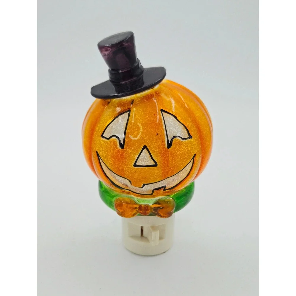 Halloween Pumpkin Jack O Lantern Night Light with Top Hat Bow Tie 5